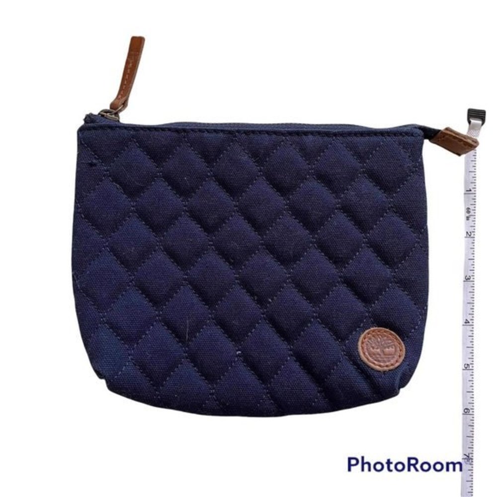 TIMBERLAND Navy Hand Clutch Quilted Woven‎ Zip Up Bag